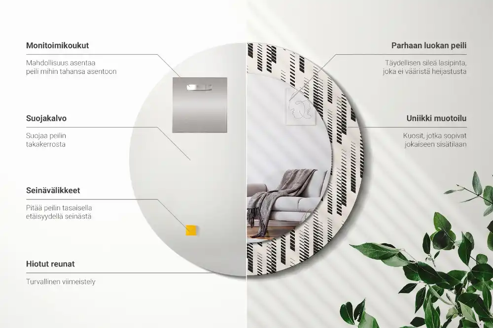 Okrúhle zrkadlo rám s potlačou Pruhovaný vzor