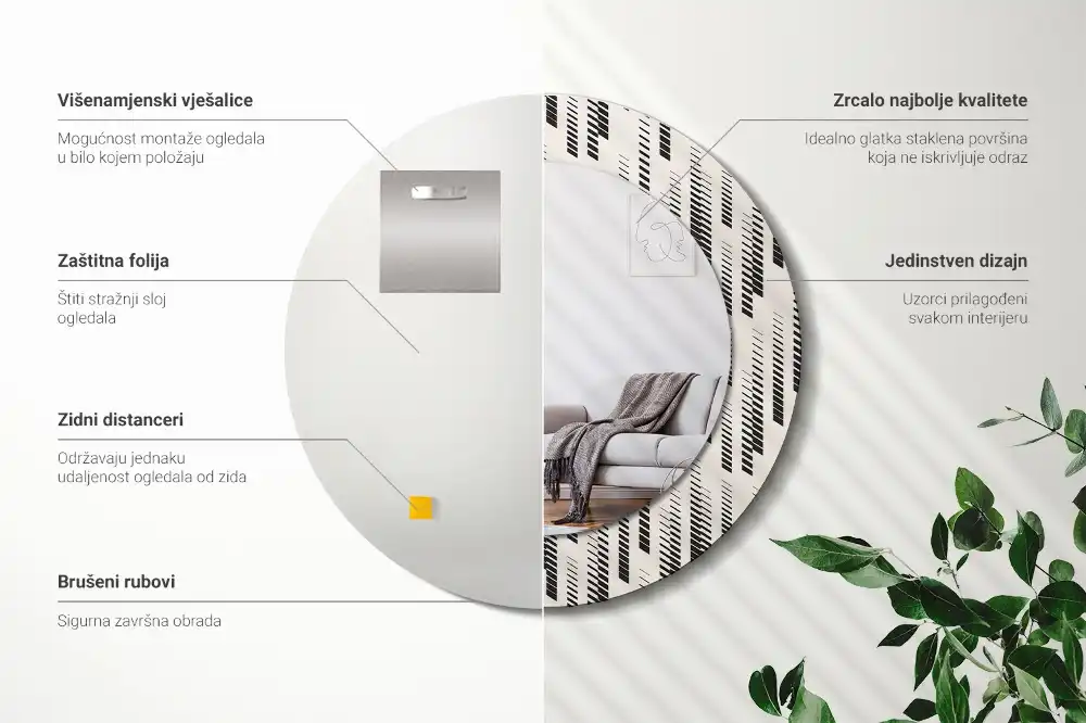 Okrúhle zrkadlo rám s potlačou Pruhovaný vzor