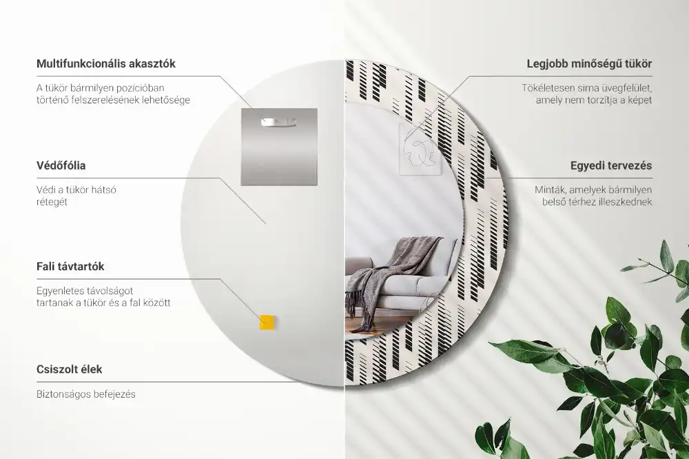 Okrúhle zrkadlo rám s potlačou Pruhovaný vzor