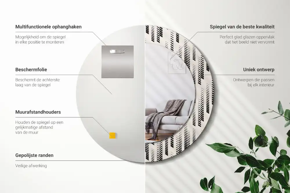 Okrúhle zrkadlo rám s potlačou Pruhovaný vzor