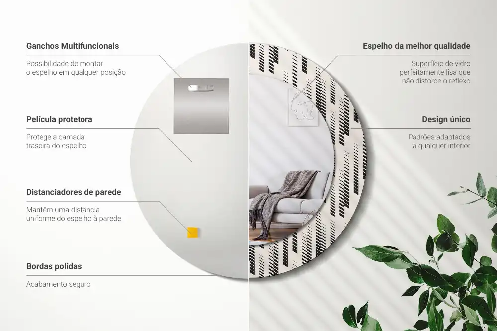 Okrúhle zrkadlo rám s potlačou Pruhovaný vzor