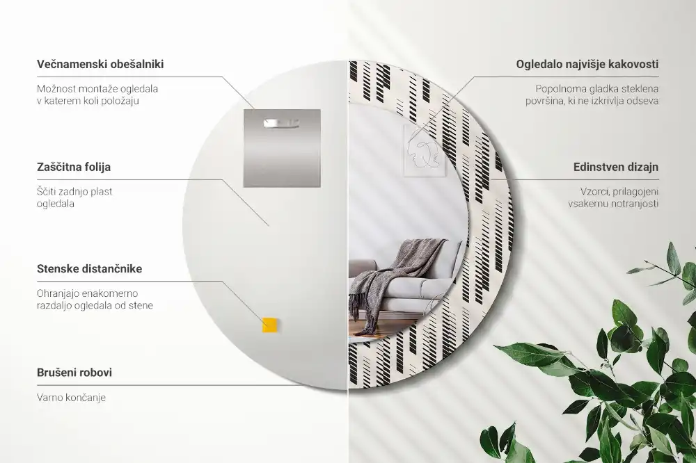 Okrúhle zrkadlo rám s potlačou Pruhovaný vzor