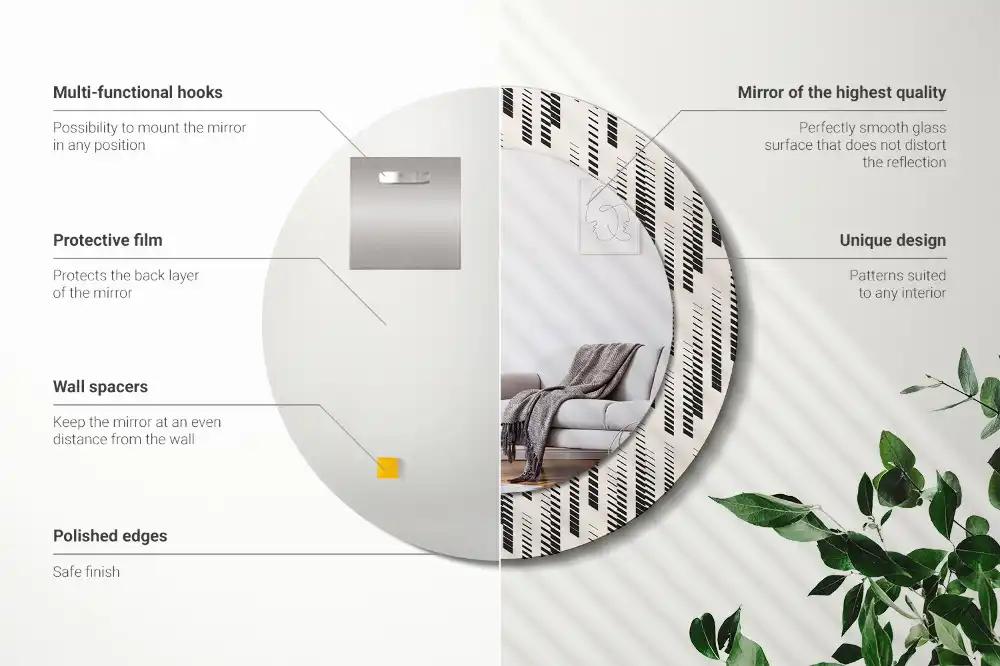 Okrúhle zrkadlo rám s potlačou Pruhovaný vzor