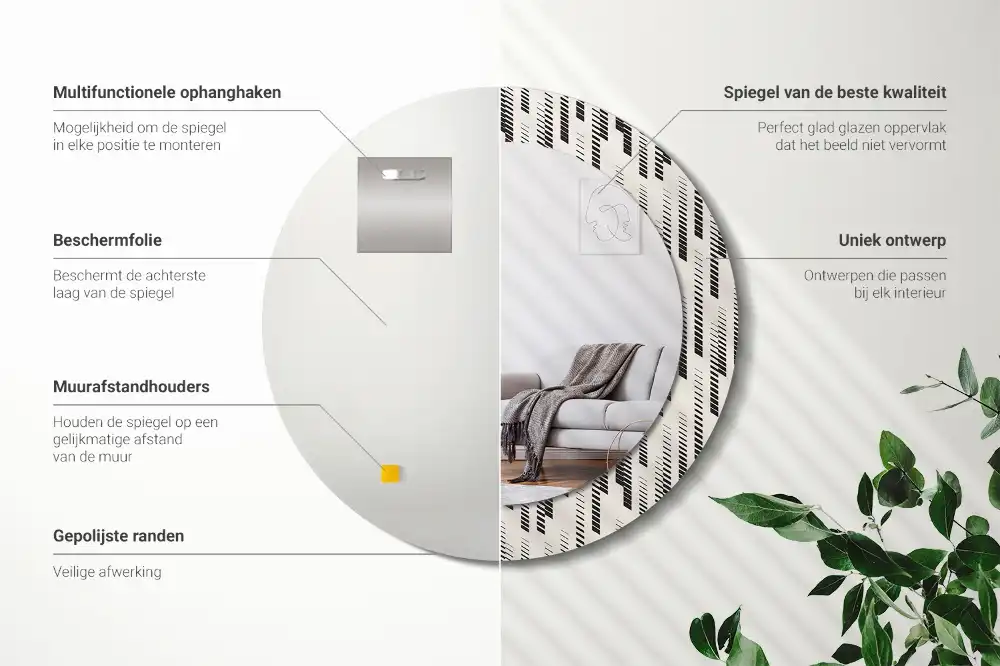 Okrúhle zrkadlo rám s potlačou Pruhovaný vzor