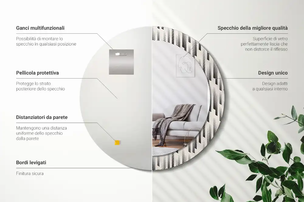 Okrúhle zrkadlo rám s potlačou Pruhovaný vzor