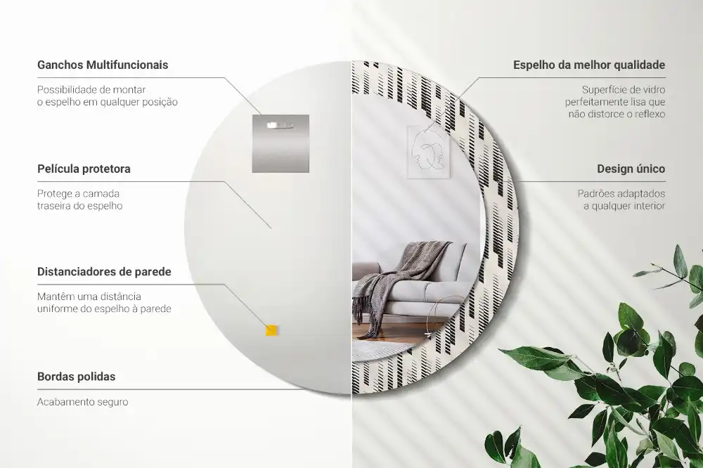 Okrúhle zrkadlo rám s potlačou Pruhovaný vzor