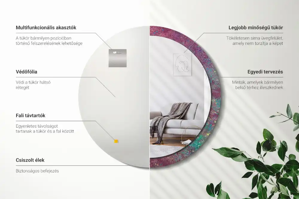 Okrúhle dekoračné zrkadlo na stenu Festival farieb