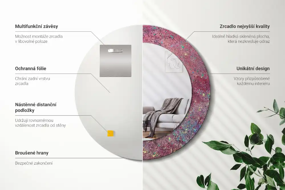 Okrúhle dekoračné zrkadlo na stenu Festival farieb