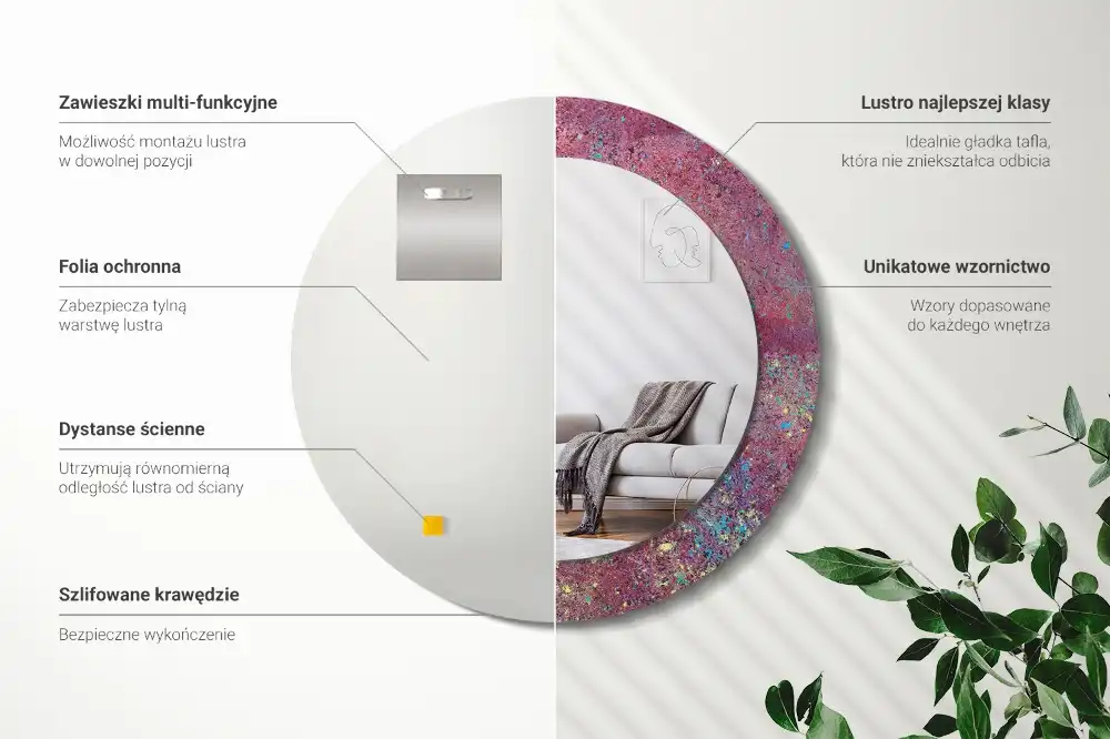 Okrúhle dekoračné zrkadlo na stenu Festival farieb