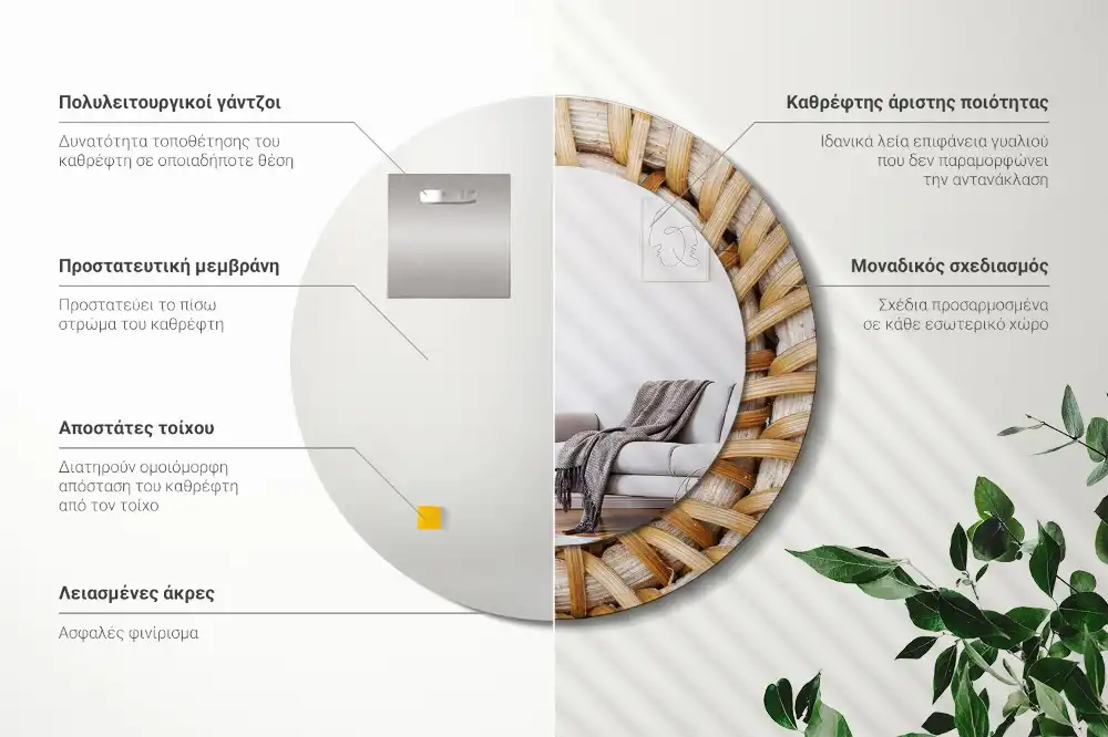 Okrúhle dekoračné zrkadlo na stenu Vrkoč