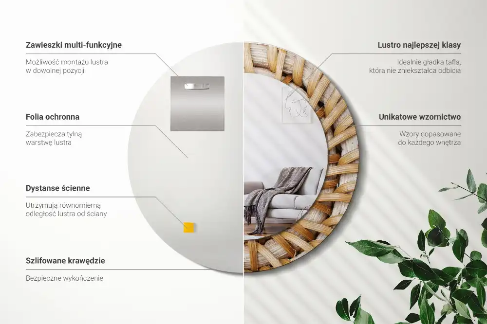 Okrúhle dekoračné zrkadlo na stenu Vrkoč