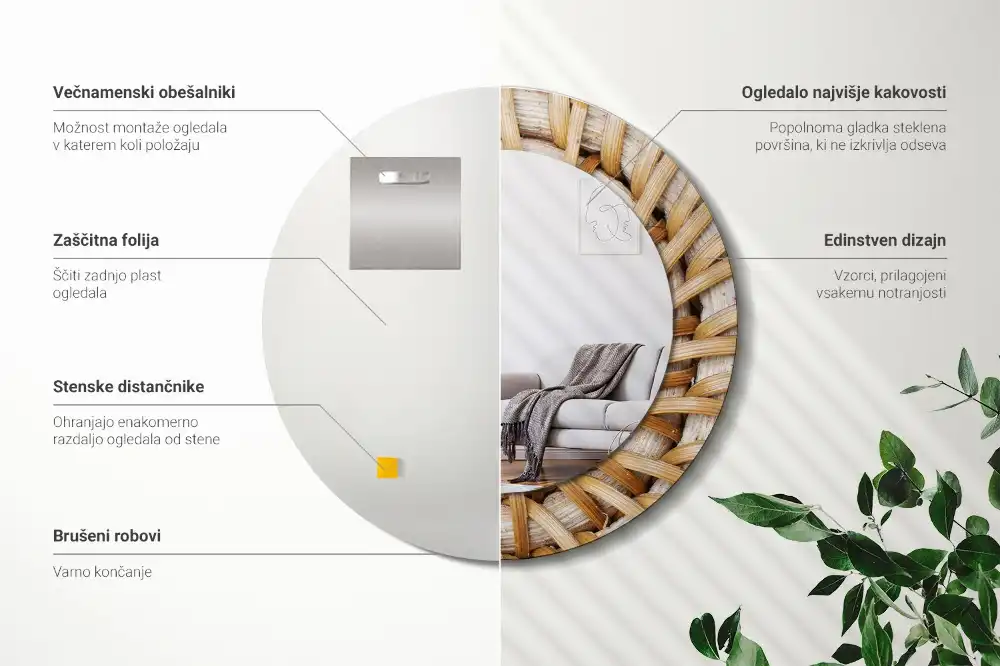 Okrúhle dekoračné zrkadlo na stenu Vrkoč