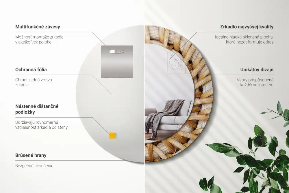 Okrúhle dekoračné zrkadlo na stenu Vrkoč