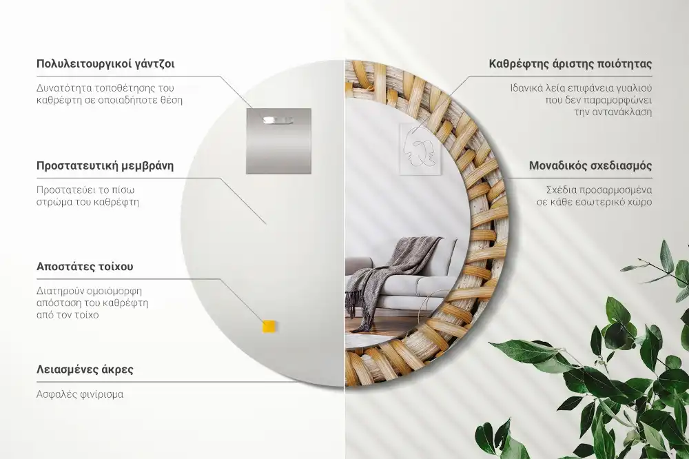 Okrúhle dekoračné zrkadlo na stenu Vrkoč