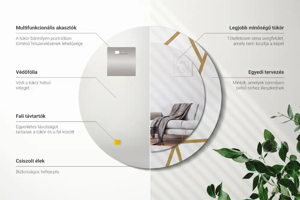Okrúhle dekoračné zrkadlo na stenu Lineárne zloženie