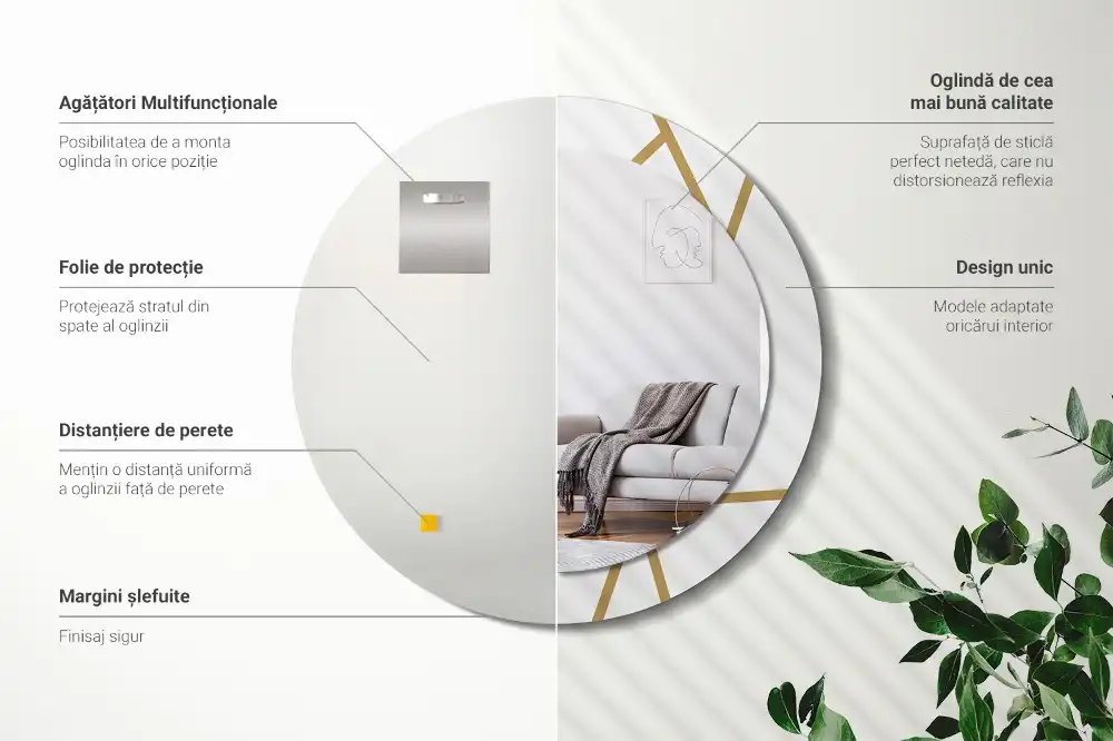 Okrúhle dekoračné zrkadlo na stenu Lineárne zloženie