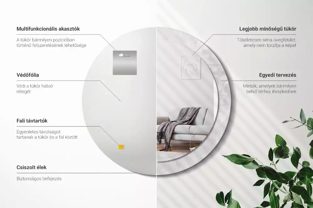 Okrúhle zrkadlo s potlačeným rámom Rokoková textúra