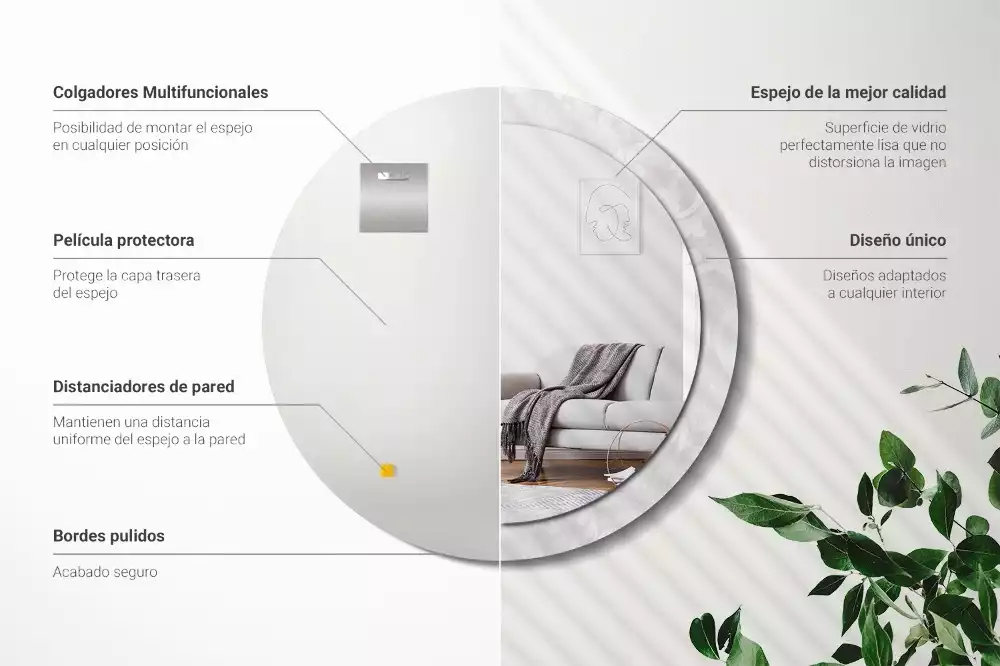 Okrúhle zrkadlo s potlačeným rámom Rokoková textúra