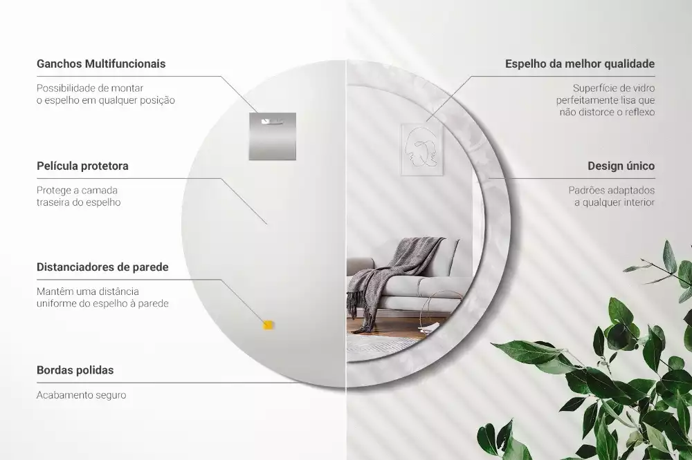 Okrúhle zrkadlo s potlačeným rámom Rokoková textúra