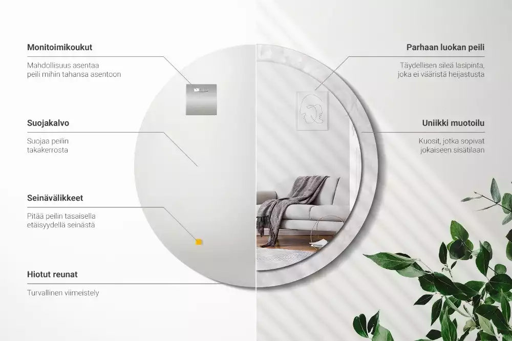 Okrúhle zrkadlo s potlačeným rámom Rokoková textúra