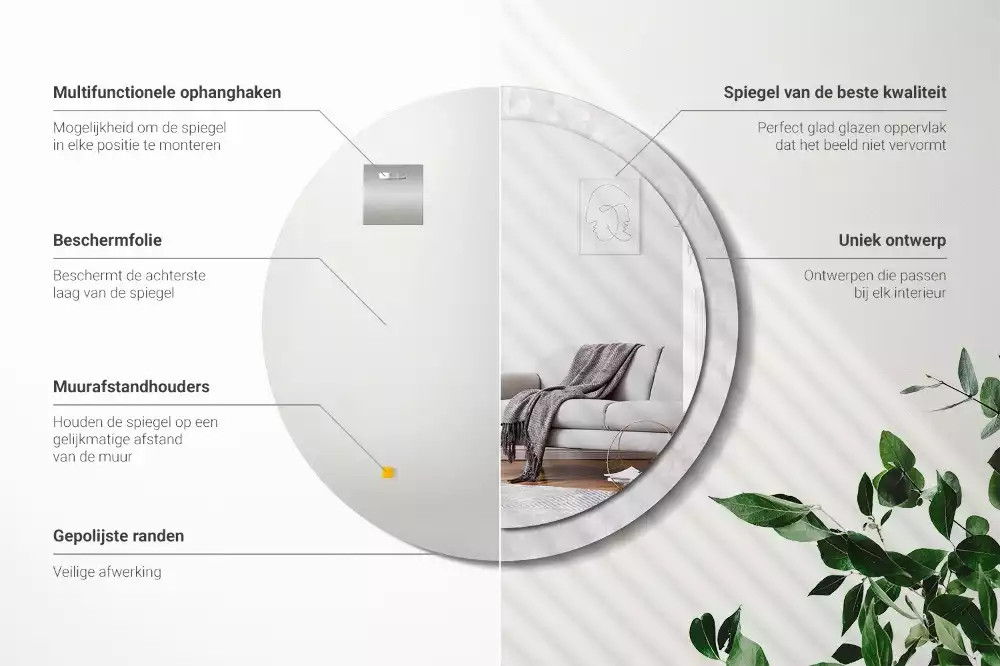 Okrúhle zrkadlo s potlačeným rámom Rokoková textúra