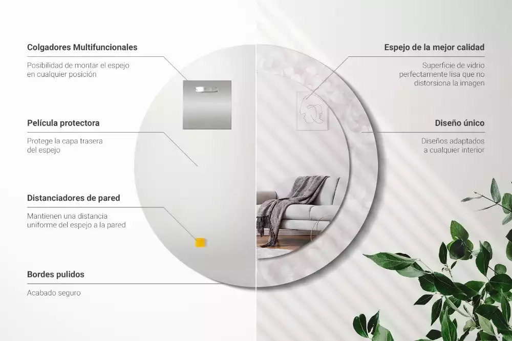 Okrúhle zrkadlo s potlačeným rámom Rokoková textúra