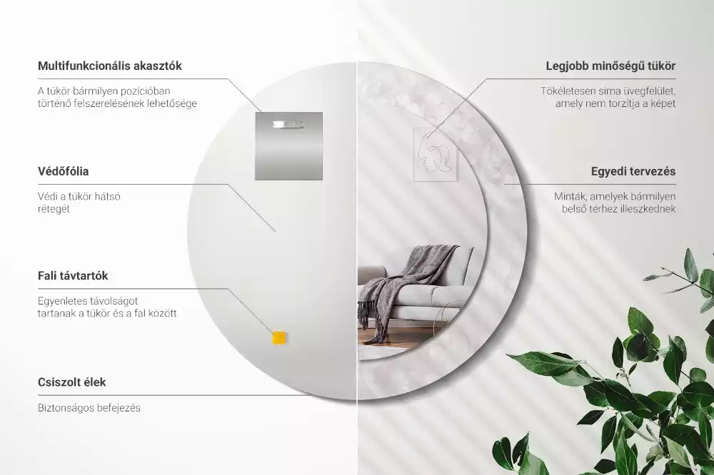 Okrúhle zrkadlo s potlačeným rámom Rokoková textúra