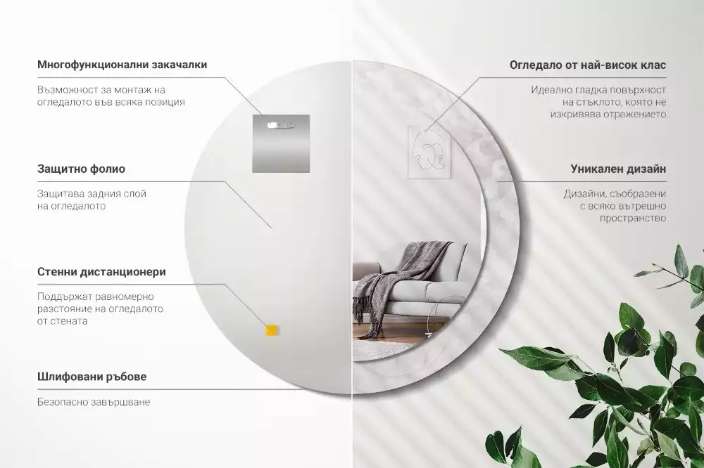 Okrúhle zrkadlo s potlačeným rámom Rokoková textúra