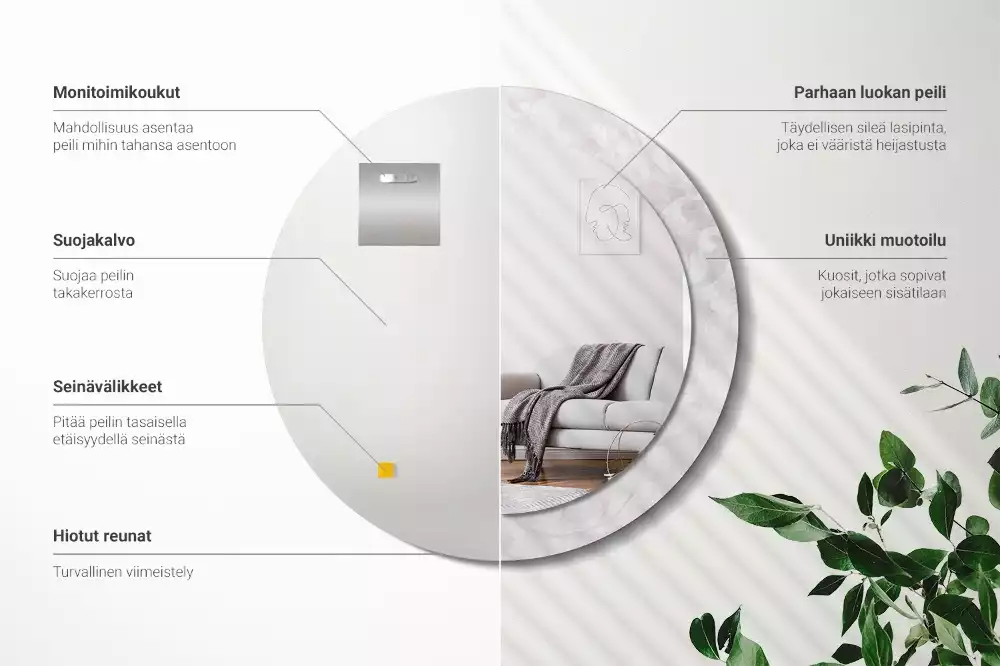 Okrúhle zrkadlo s potlačeným rámom Rokoková textúra