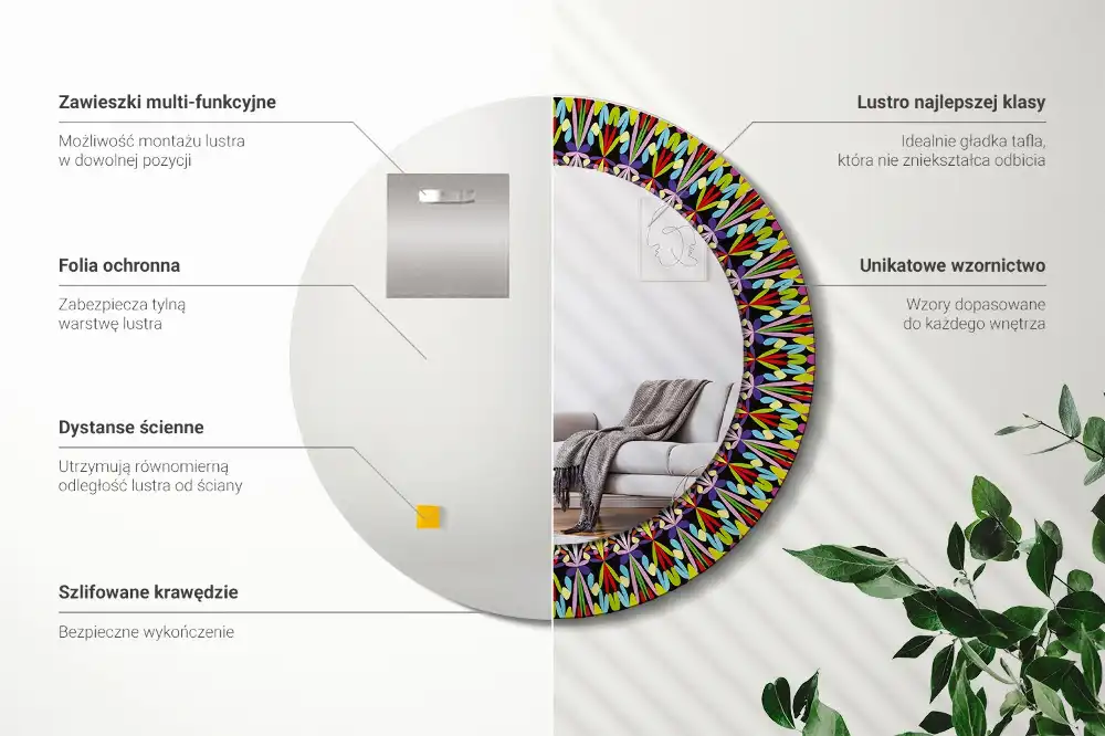 Okrúhle dekoračné zrkadlo na stenu Vzor mandaly