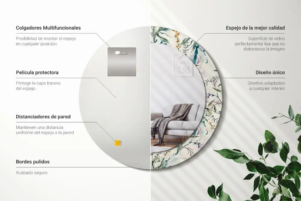 Okrúhle zrkadlo s potlačeným rámom Akvarelové kvety