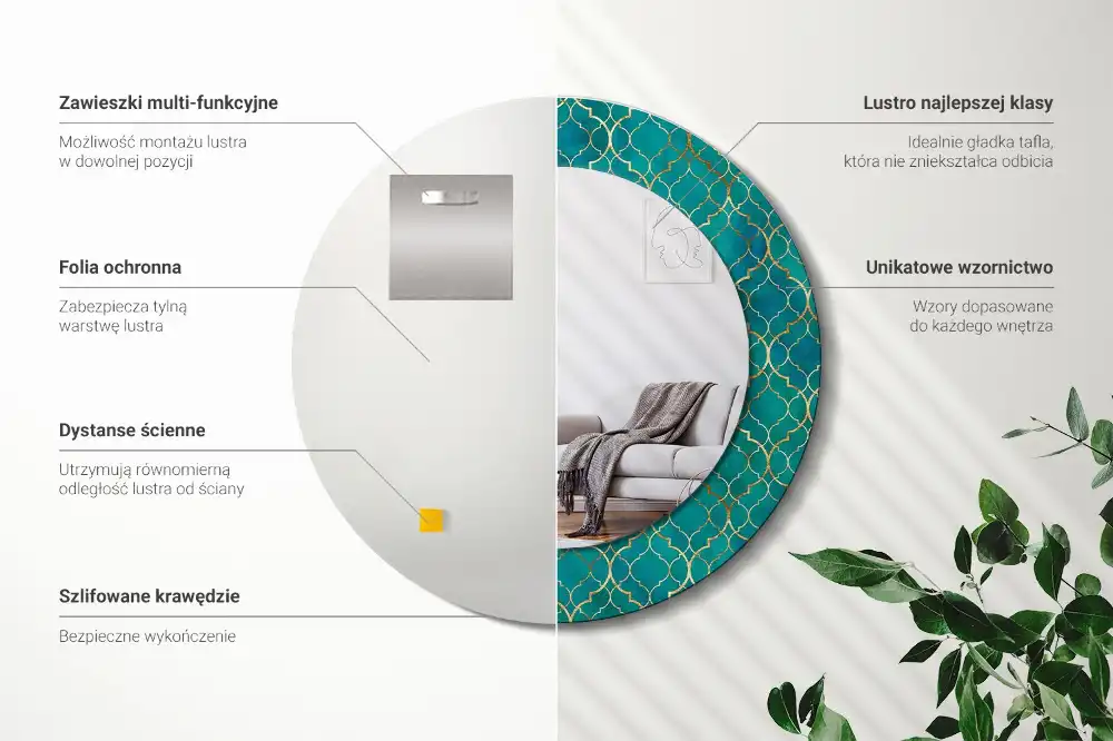 Okrúhle dekoračné zrkadlo na stenu Farebné zloženie