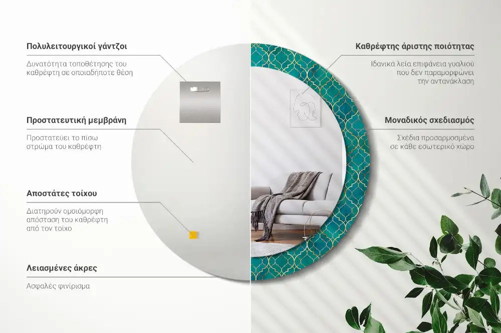 Okrúhle dekoračné zrkadlo na stenu Farebné zloženie