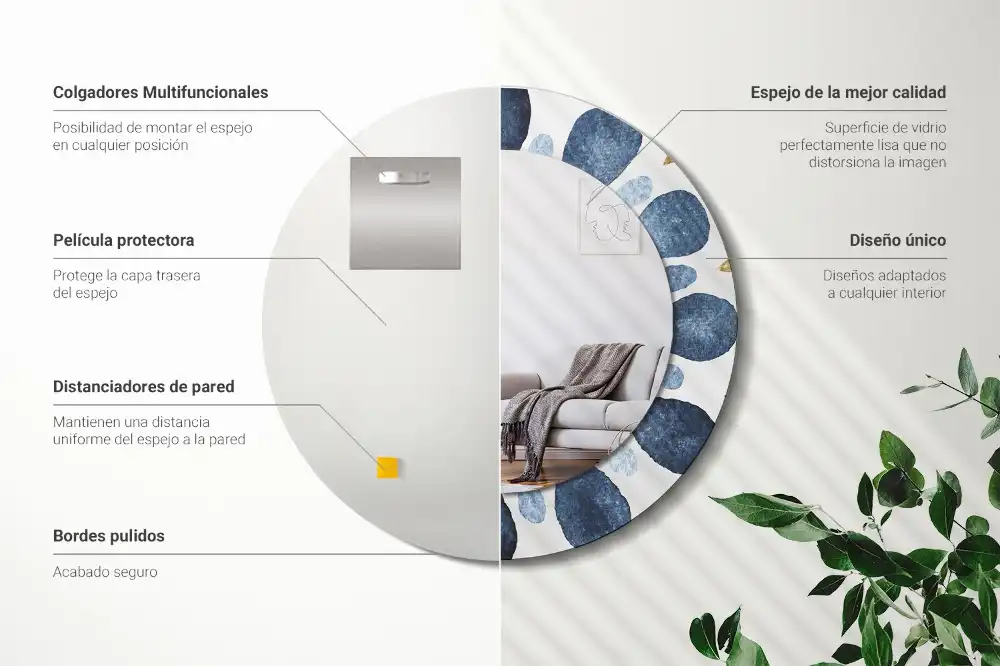 Okrúhle zrkadlo rám s potlačou Mesačná mandala