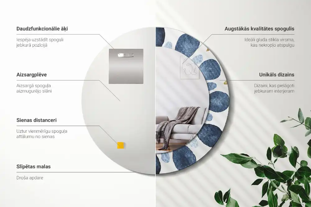 Okrúhle zrkadlo rám s potlačou Mesačná mandala