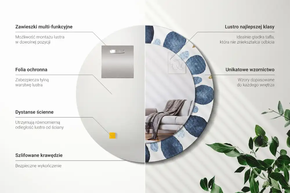 Okrúhle zrkadlo rám s potlačou Mesačná mandala