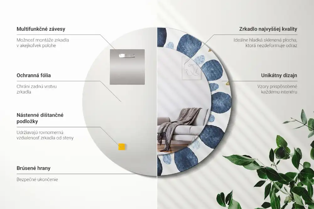 Okrúhle zrkadlo rám s potlačou Mesačná mandala