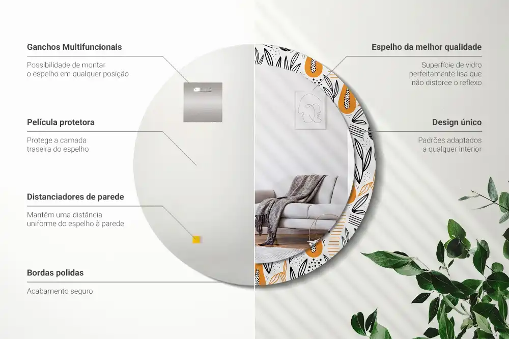 Okrúhle dekoračné zrkadlo na stenu Papája