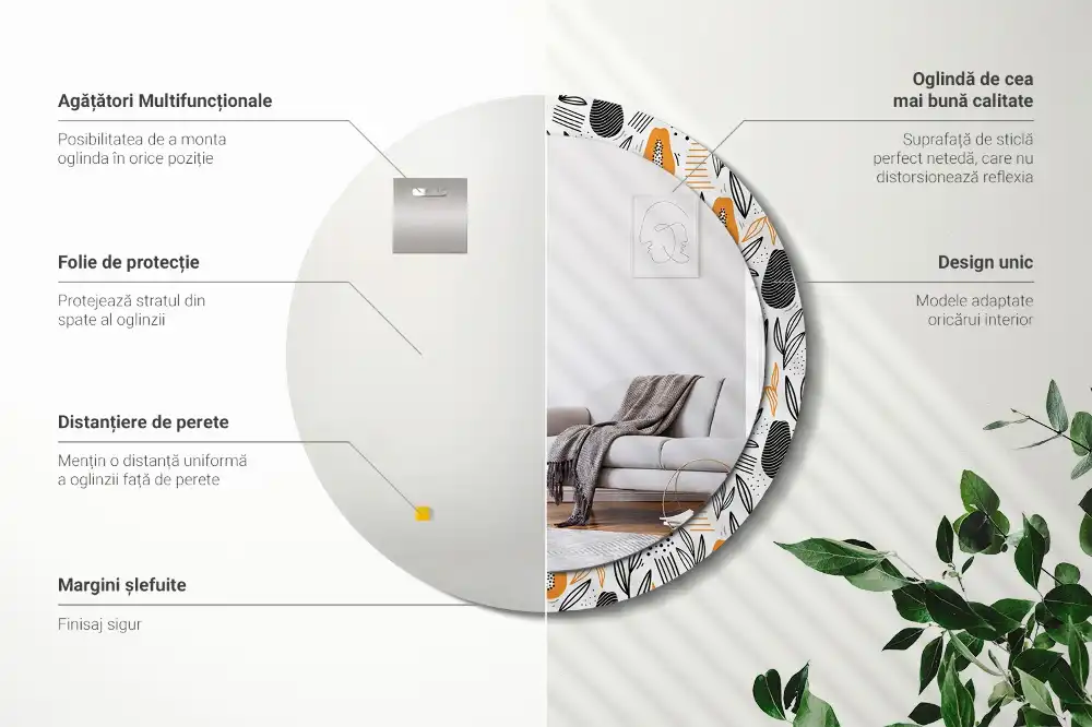 Okrúhle dekoračné zrkadlo na stenu Papája