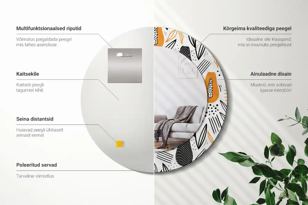 Okrúhle dekoračné zrkadlo na stenu Papája