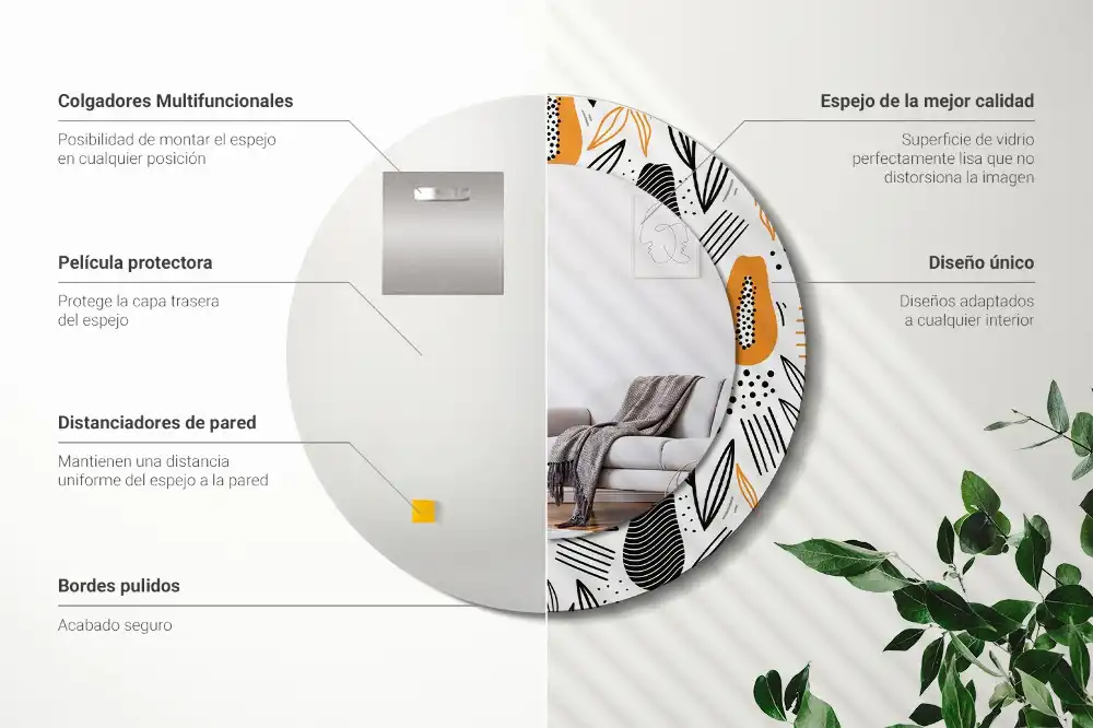 Okrúhle dekoračné zrkadlo na stenu Papája