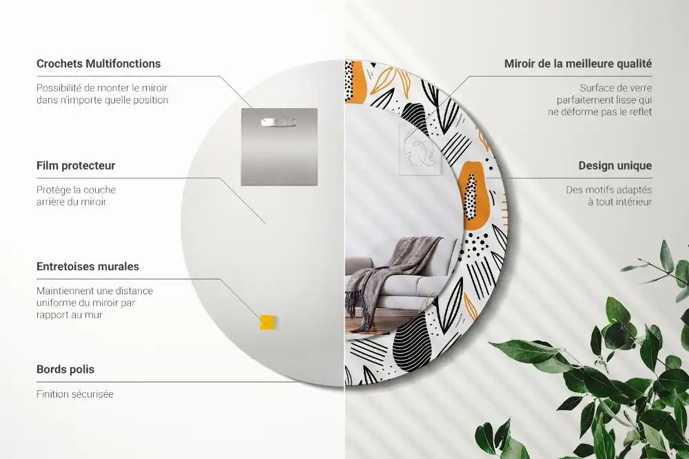 Okrúhle dekoračné zrkadlo na stenu Papája