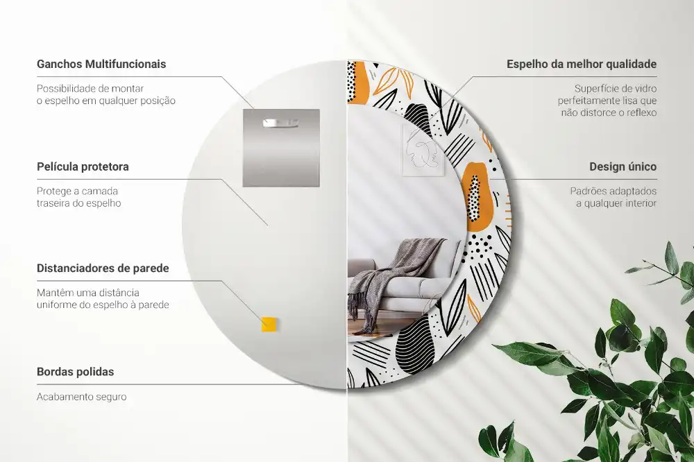 Okrúhle dekoračné zrkadlo na stenu Papája