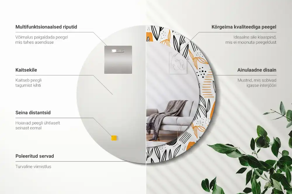 Okrúhle dekoračné zrkadlo na stenu Papája