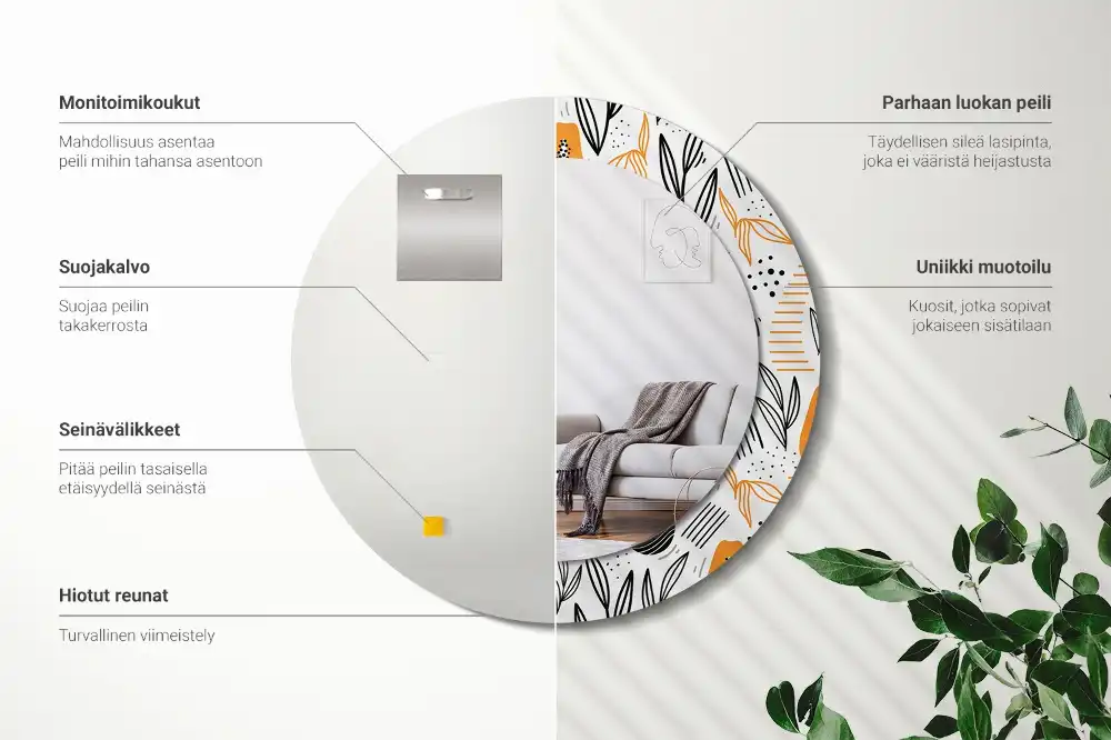 Okrúhle dekoračné zrkadlo na stenu Papája