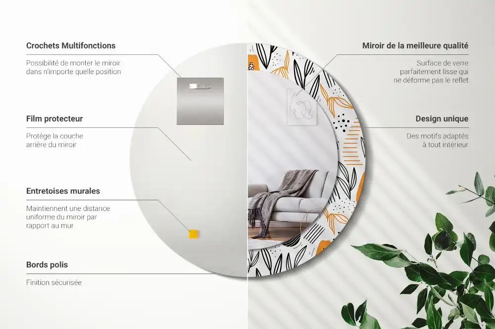 Okrúhle dekoračné zrkadlo na stenu Papája