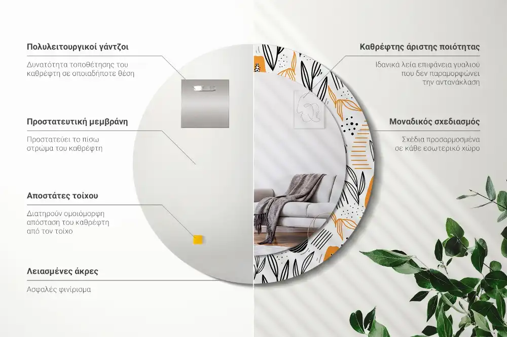 Okrúhle dekoračné zrkadlo na stenu Papája