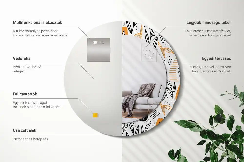 Okrúhle dekoračné zrkadlo na stenu Papája