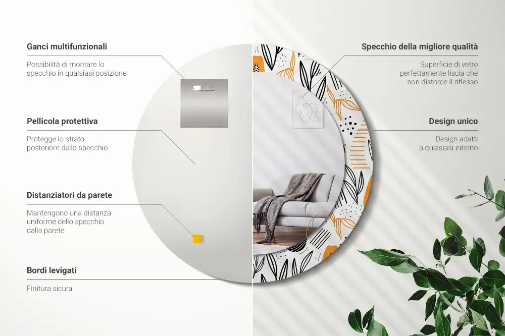 Okrúhle dekoračné zrkadlo na stenu Papája