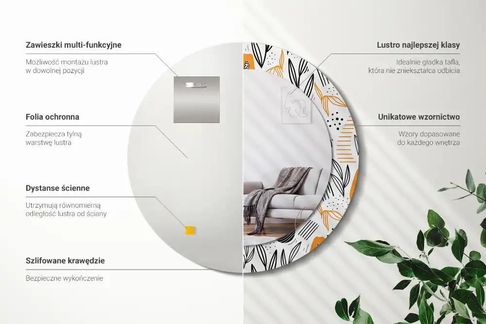 Okrúhle dekoračné zrkadlo na stenu Papája